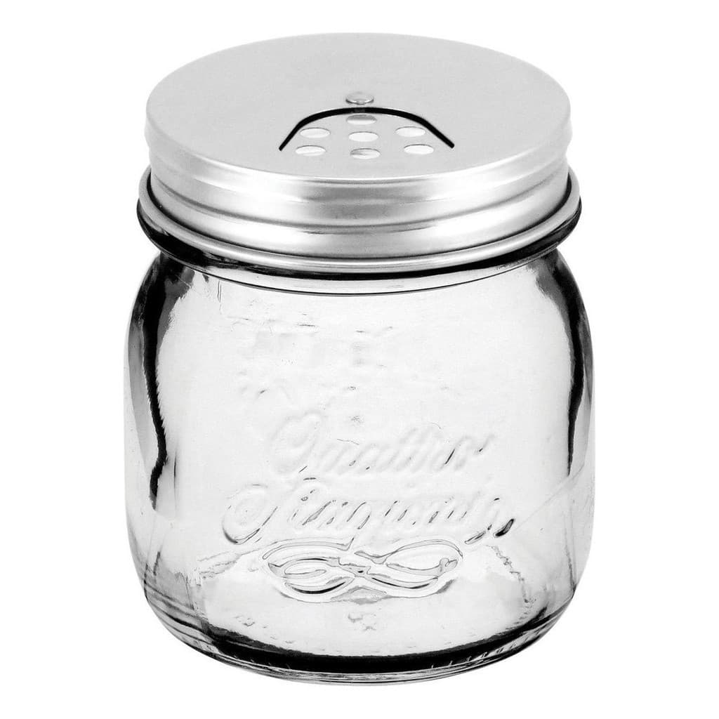 Saleiro Pimenteiro Tampa Qstagioni Vidro Inox 9x9x9cm 250ml Transparente