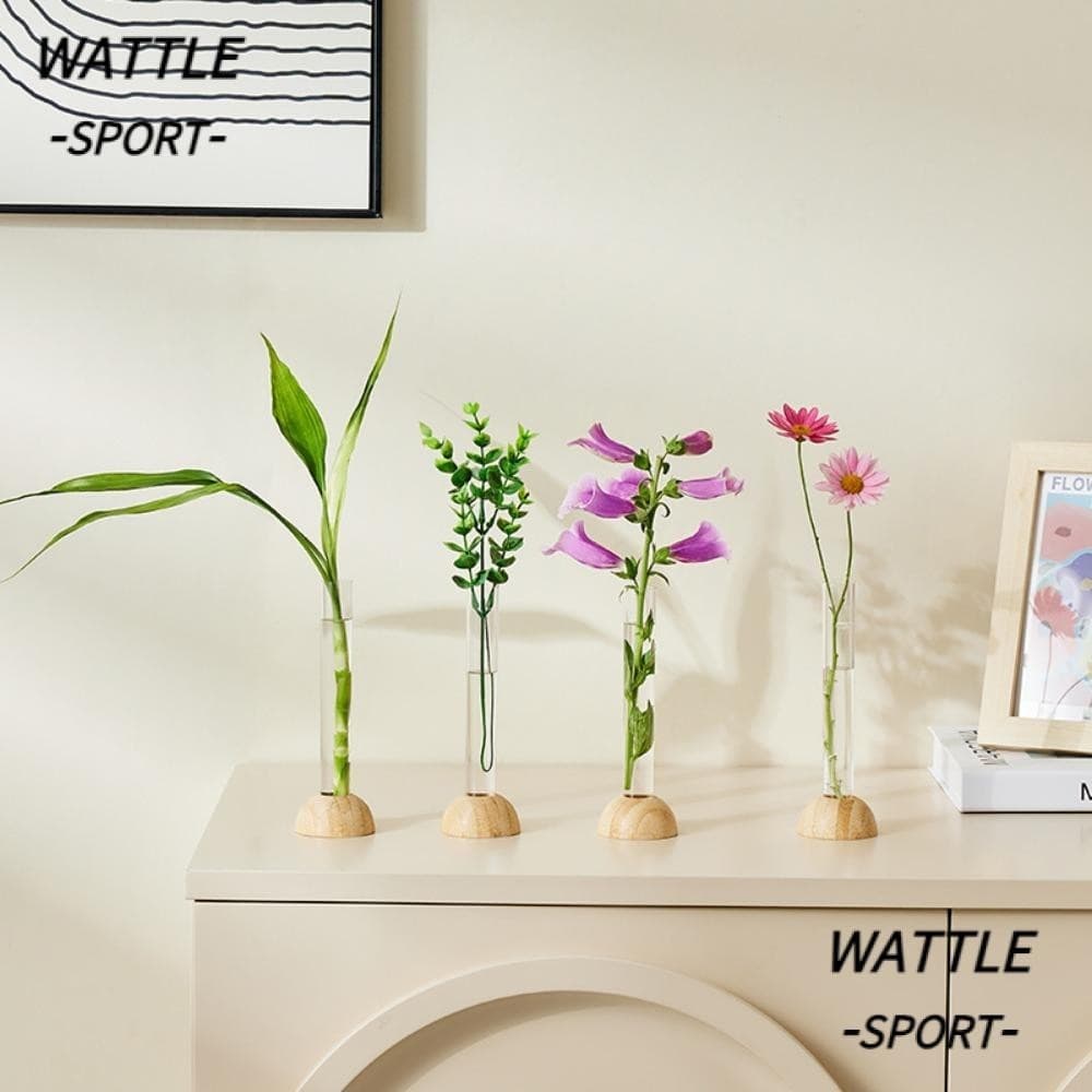 Vaso De Tubo De Ensaio WATTLE , Com Hidropônico Transparente Que Economiza Espaço Base , Plástico