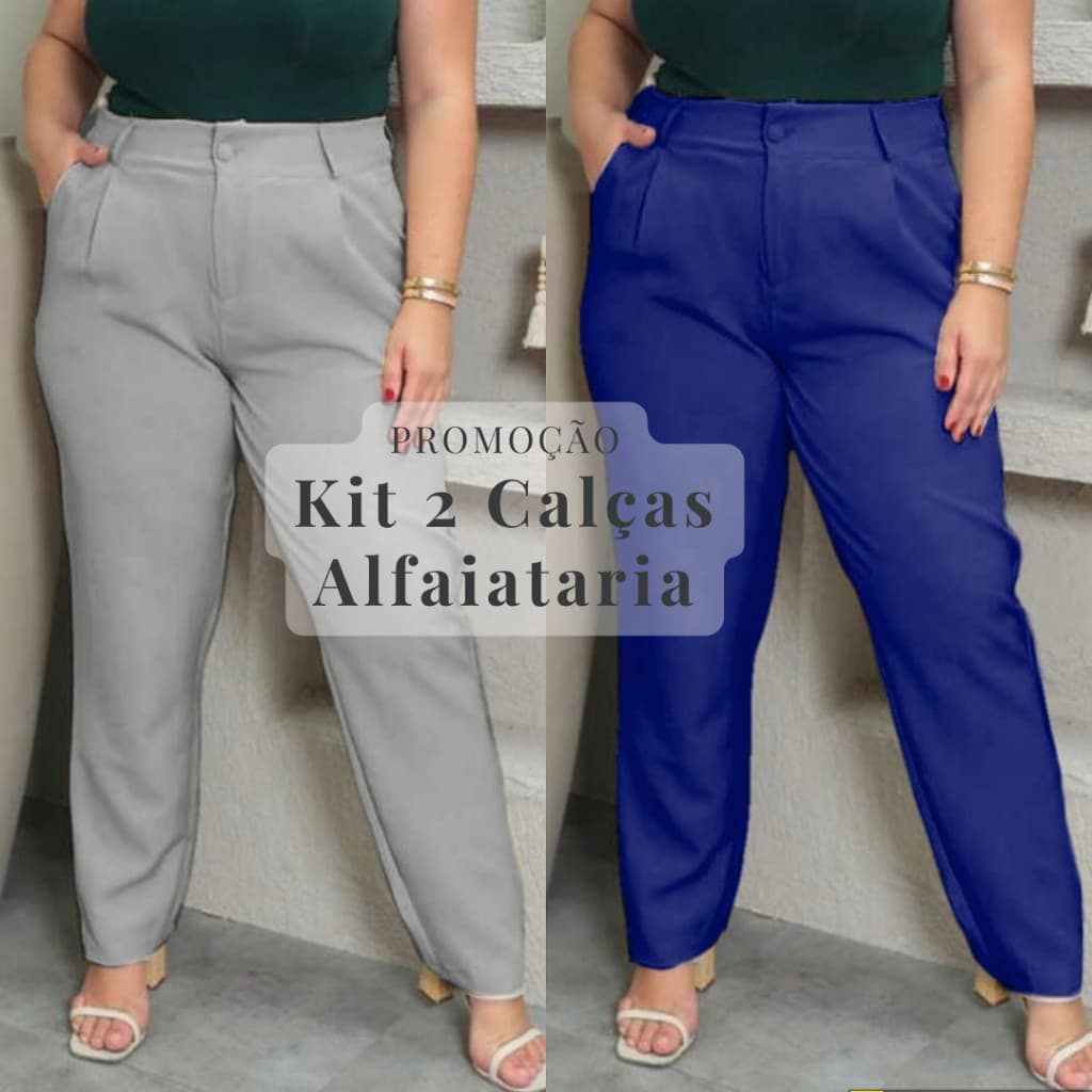 Kit2 calças Alfaiataria plus size Feminina Elegante social casual trabalhar G1 G2 G3