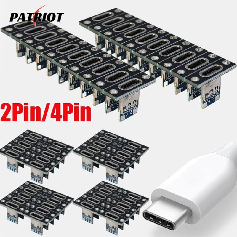 5/10 peças 2 pinos 4 pinos C-tipo USB 3.1 soquete com placa de fixação de parafuso - porta de carregamento fêmea