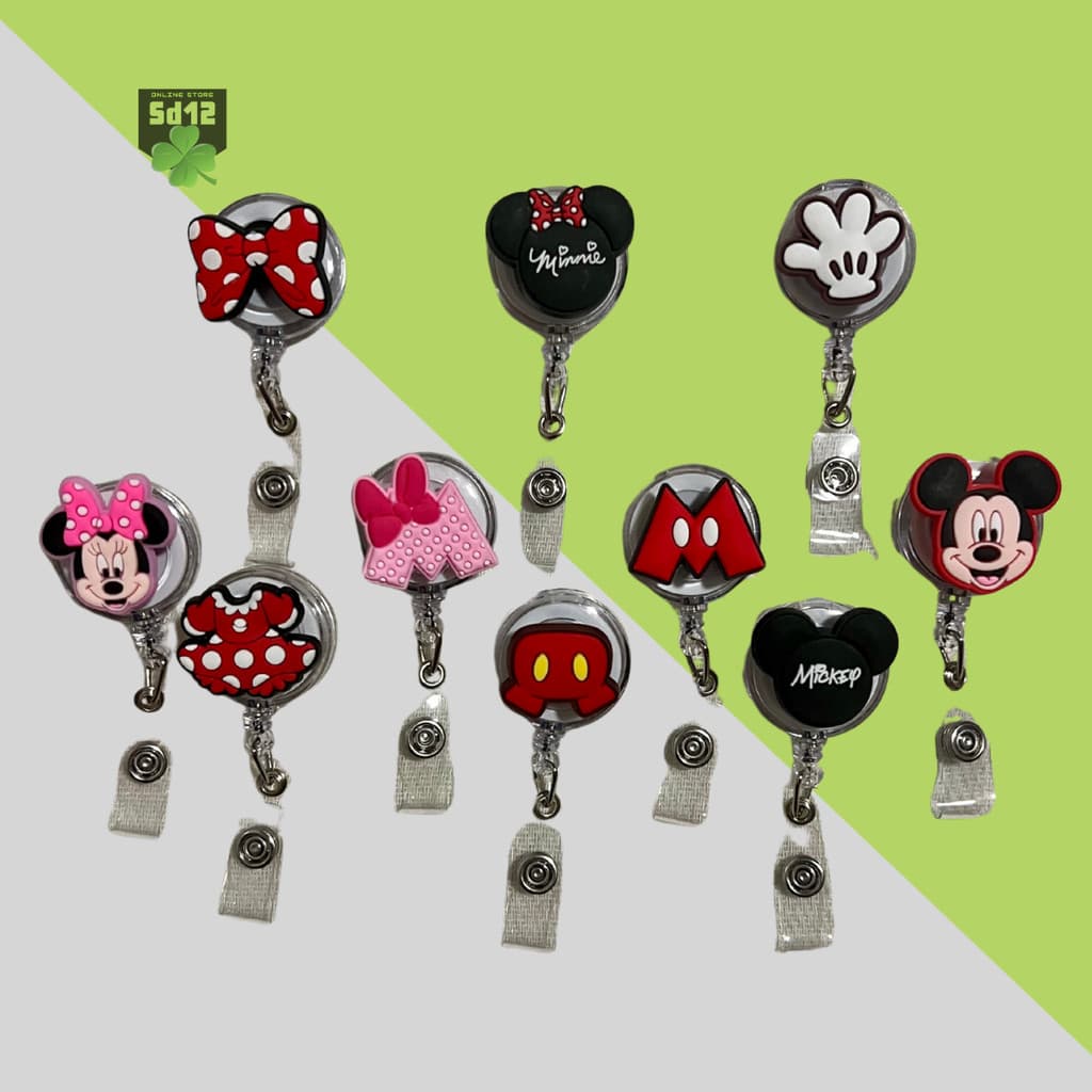 Porta Crachá Retrátil Personalizado Roller-Clip  / Minnie Mouse / Mickey Mouse