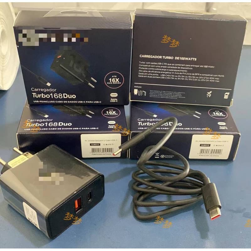 Carregador Turbo Duo 168w Para Com Cabo Usb-c Type C todos MOTO G