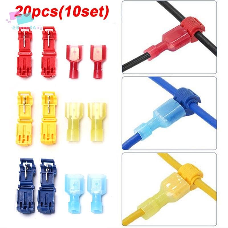 Abongbanghn 20 Unidades T-Tap Splice Fio Conector Kit De Terminais De Crimpagem Elétrica De Pá Isolada