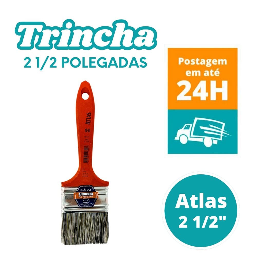 Pincel Trincha Para Pintura 2 1/2 Atlas 1 unidade