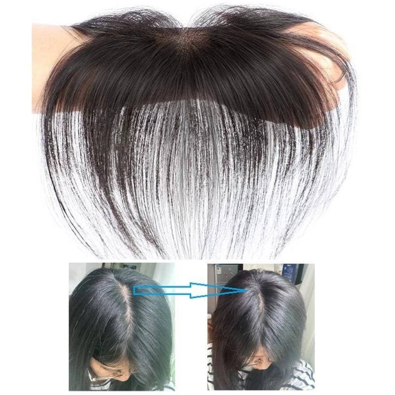Artigo decorativo Topo Topper Peça de Cabelo Presilha Humano Sem Rastro Mulheres, Cobertura Testa e Topo Cabeça 25cm