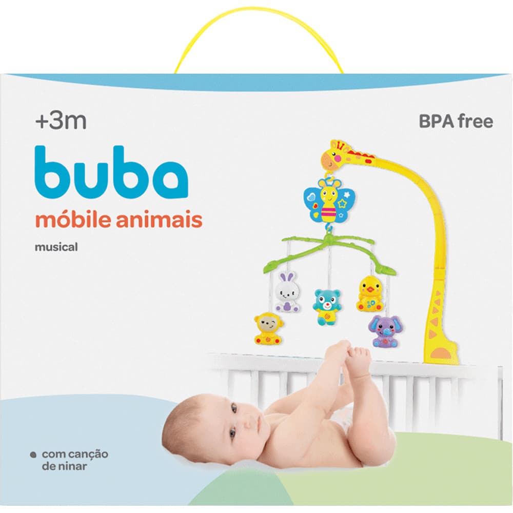 Móbile Musical Giratório Com Bichinhos Para Bebê Buba