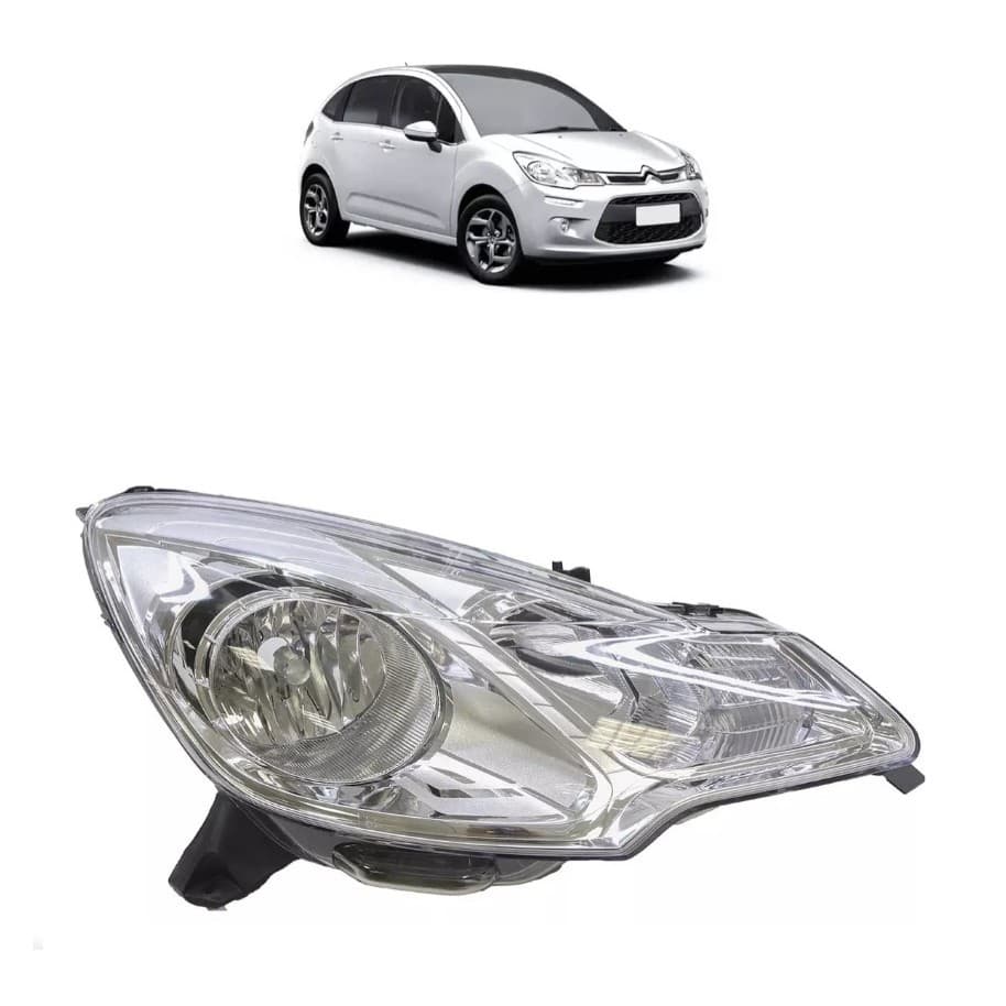 Farol Dianteiro C3 2012  A 2019 Máscara Cromada