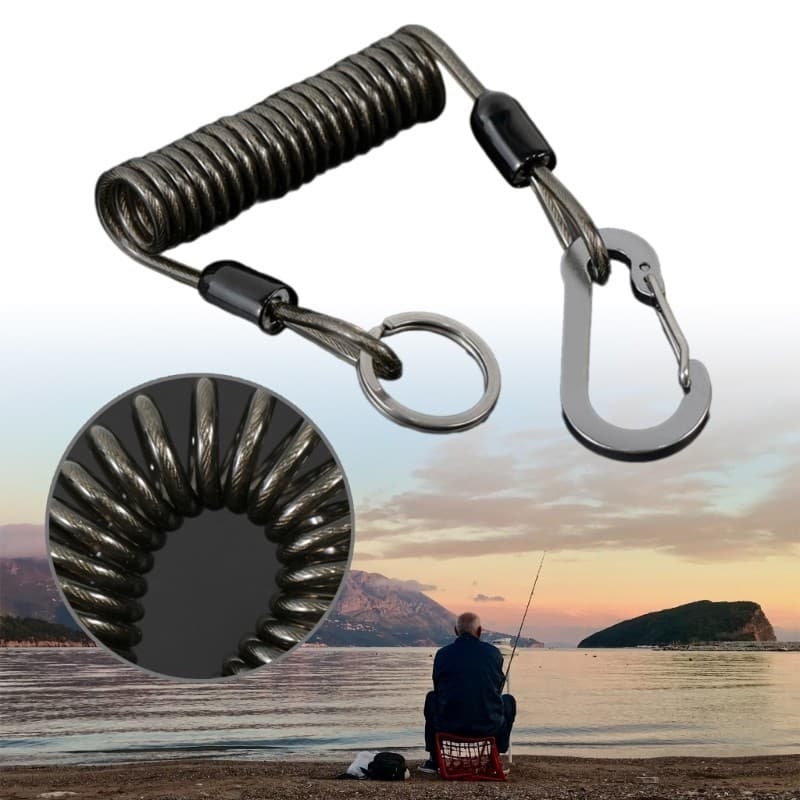 dusur9 Cordão Segurança Pesca Lanyard Retráctil Mosquetão Enrolado Ferramenta Multiuso