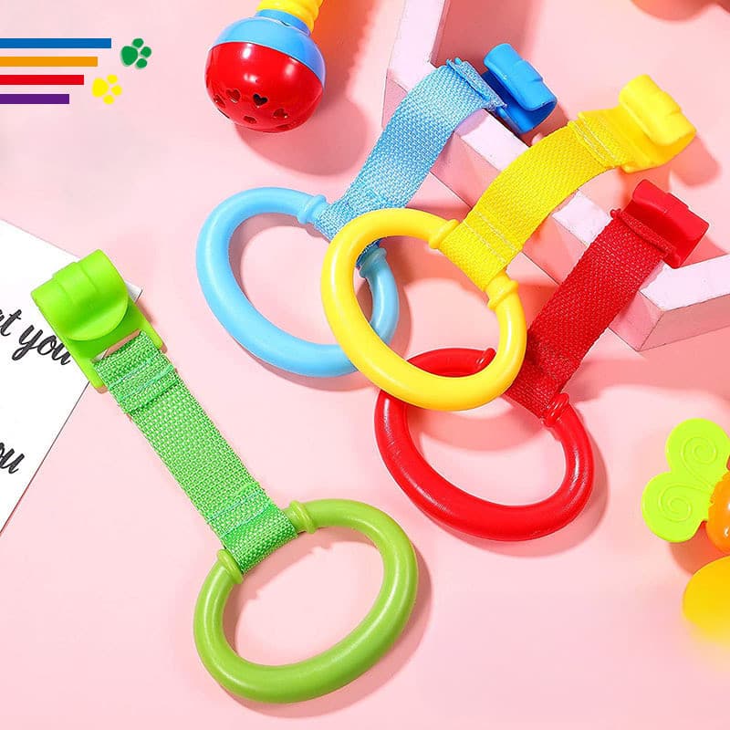 4pcs Para Pingentes Playpen Pendants Baby Toys Pull Ring Ajuda Stand Anel Pendurado De Uso Geral Anéis Berço Crib Hook