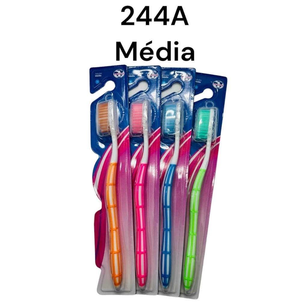 Kit Com 12 Escovas De Dente Macias Ou Médias Adulto Higiênie Bucal Diversas Cores E Modelos Dental