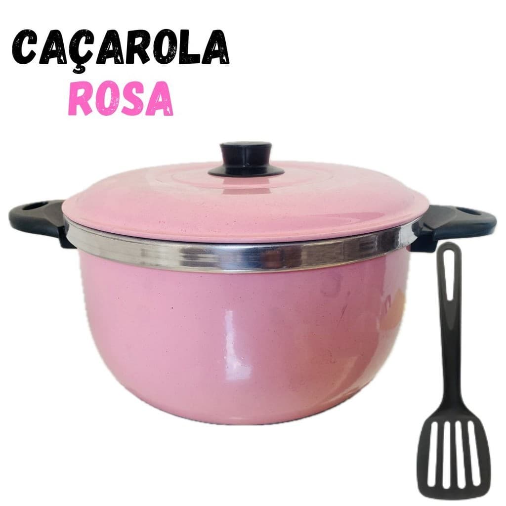 Caçarola Panela  Avulsa Alumínio GROSSO Na Cor ROSA , 1 Espátula Nº 24/22/20/18/16/14