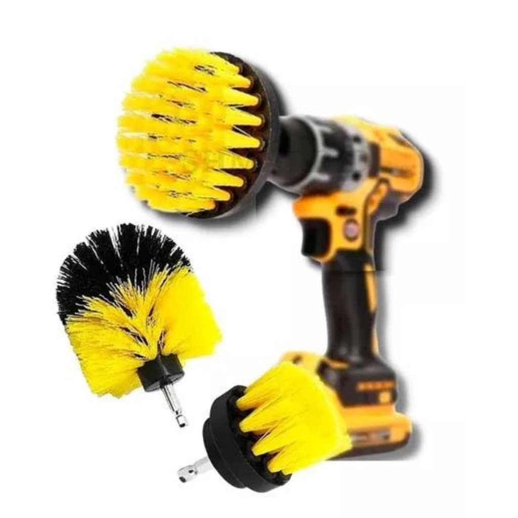 Kit 3 Escovas Pentech F 302 Limpeza Box Sofas Tapetes Estofados Banheiro Cor Amarelo