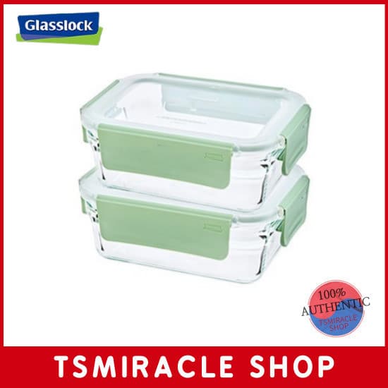 Glasslock Pure Relax Recipiente Hermético De Vidro Verde Retangular 700ml 2P