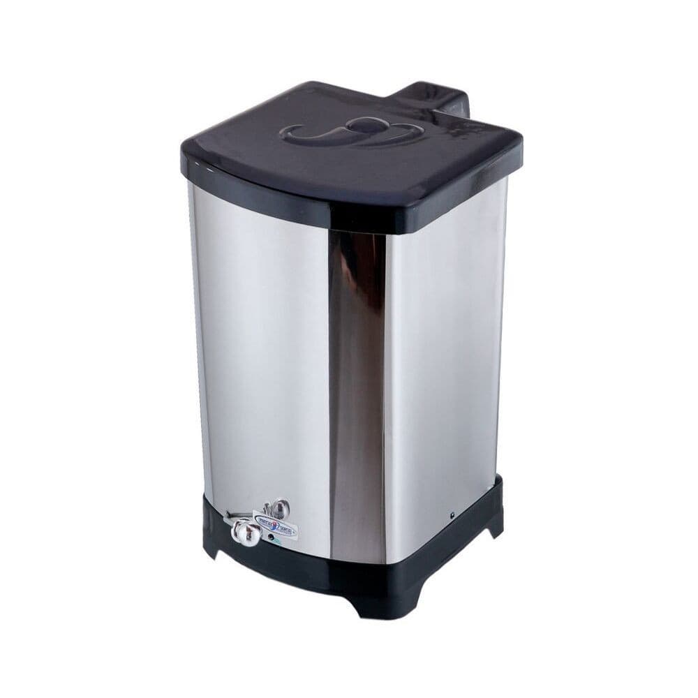 Lixeira Quadrada Inox Banheiro Cozinha Cesto de Lixo Pedal Tampa Plastico 20L