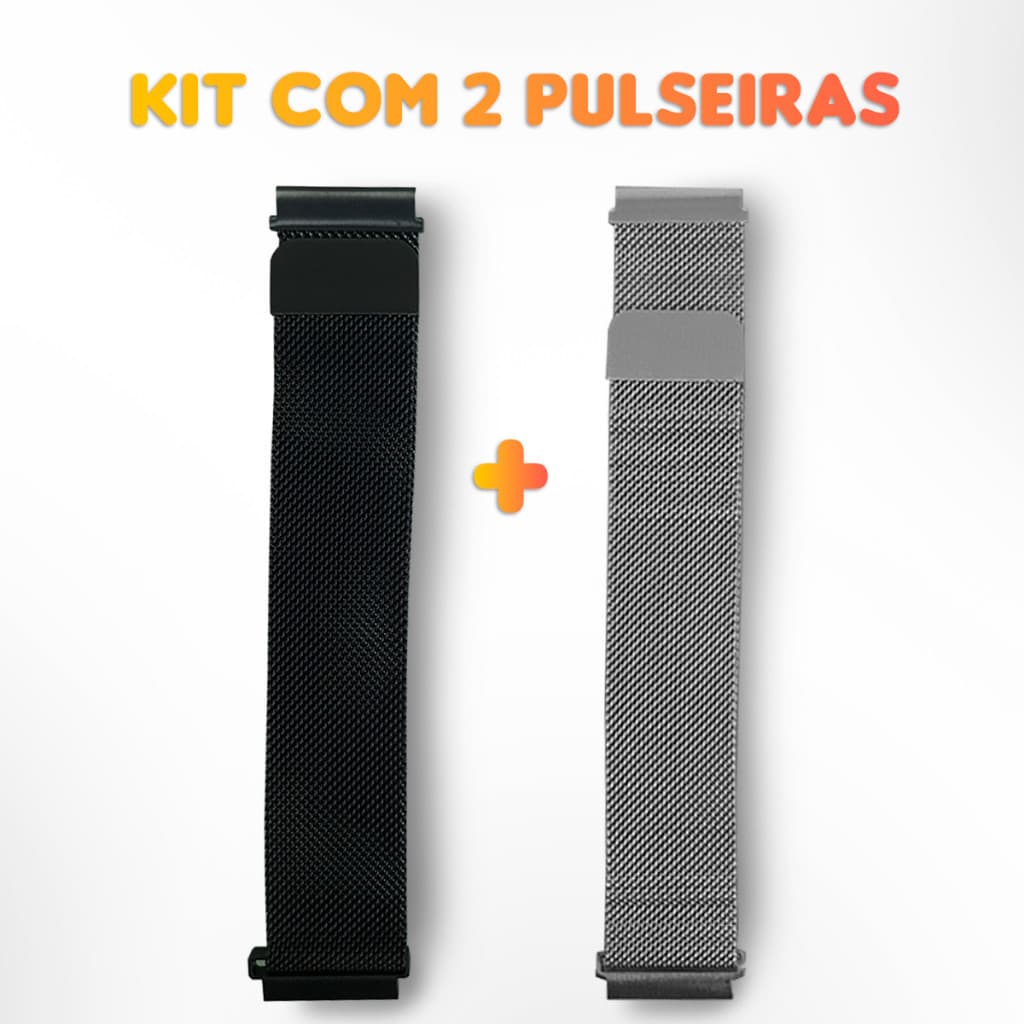 Kit 2 Pulseiras Magnética Para Smartwatch Relógio Inteligente 20mm/22mm