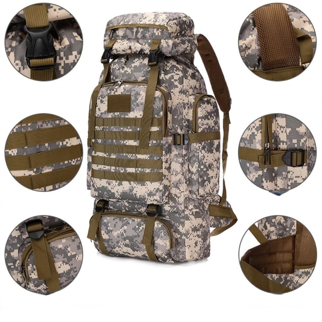 Mochila 80 litros camping Trilhas Reforçada. Cod:3037