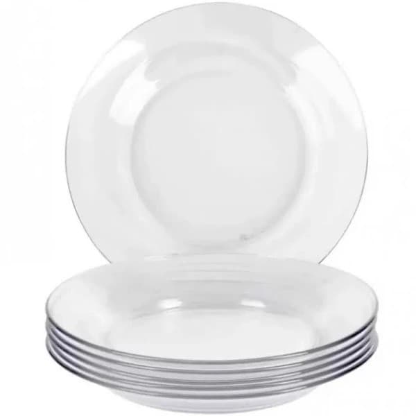 Prato De Vidro Fundo Kit  Com 06 Peças