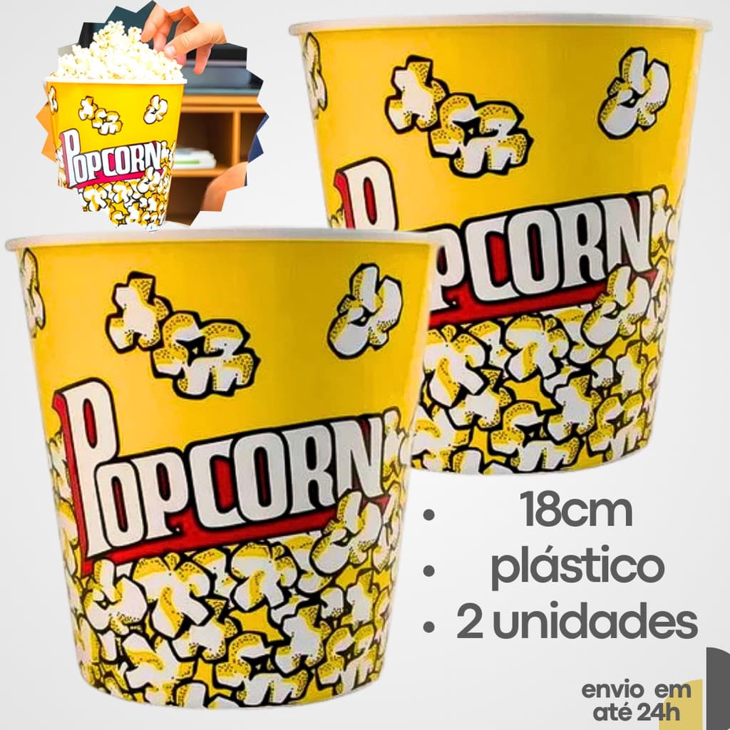 KIT 2 Balde Pipoca Pote GRANDE Combo Resistente Cinema Casa