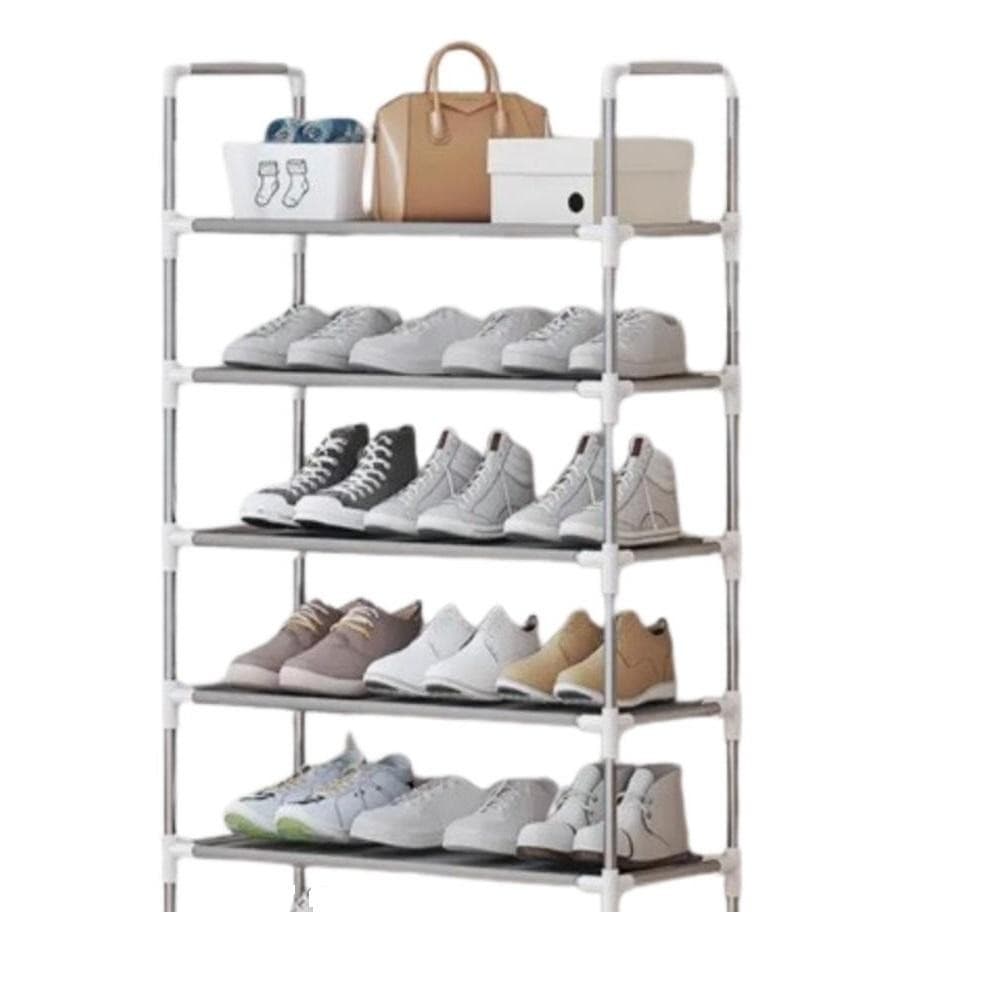 ESTANTE ORGANIZADOR INOX 5 PRATELEIRAS SAPATEIRA 15 PARES LAVANDERIA RACK MULTIUSO BANDEJA BANHEIRO COMPACTA
