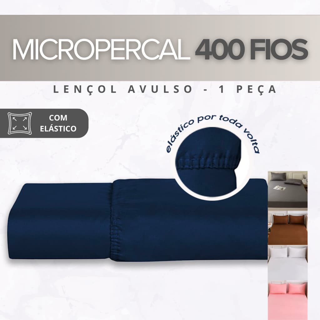 Lençol Micropercal Liso 400 Fios AVULSO - Solteiro / Casal / Queen / King - Antialérgico Size Cama