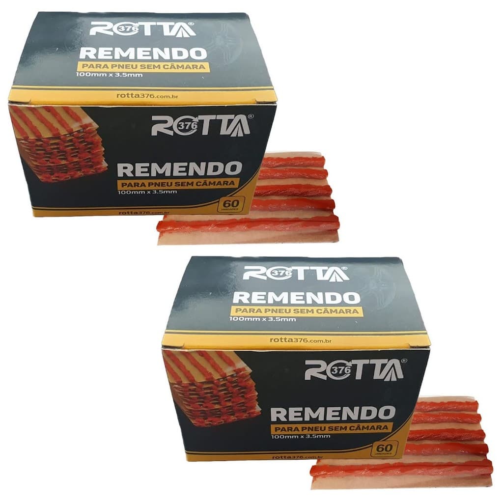 Jogo 2 CX Refil Remendo Conserto Pneu Moto S/Camara Cx 60pçs
