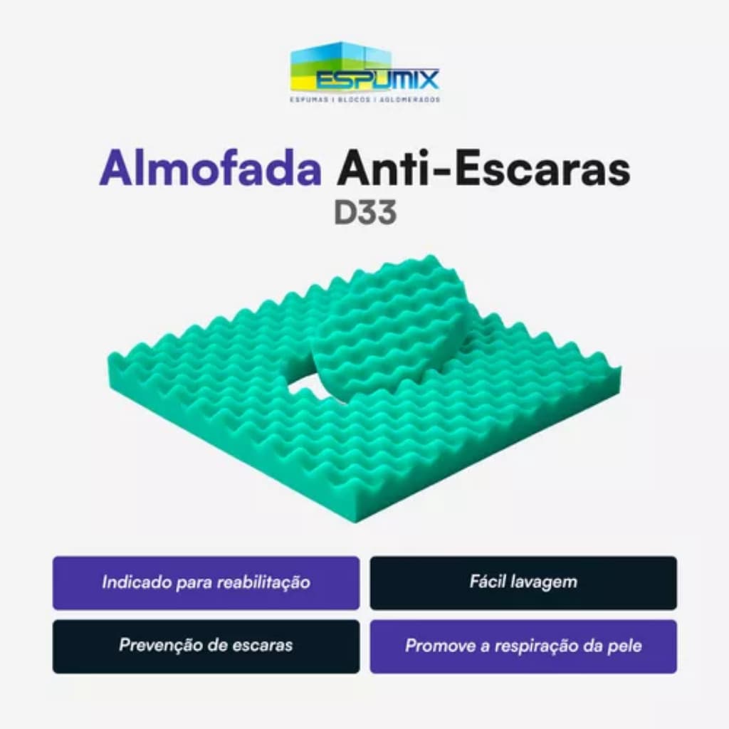 Almofada Anti-escaras D33 Espuma Caixa de Ovo Quadrada