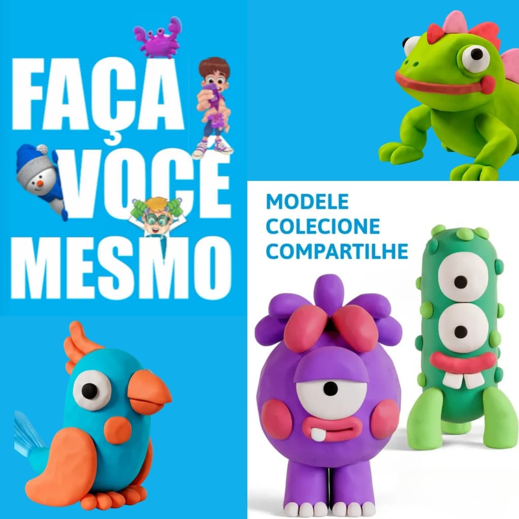 Modele e Crie Massa Pula e Molda Cores Vibrantes e Fácil de Modelar