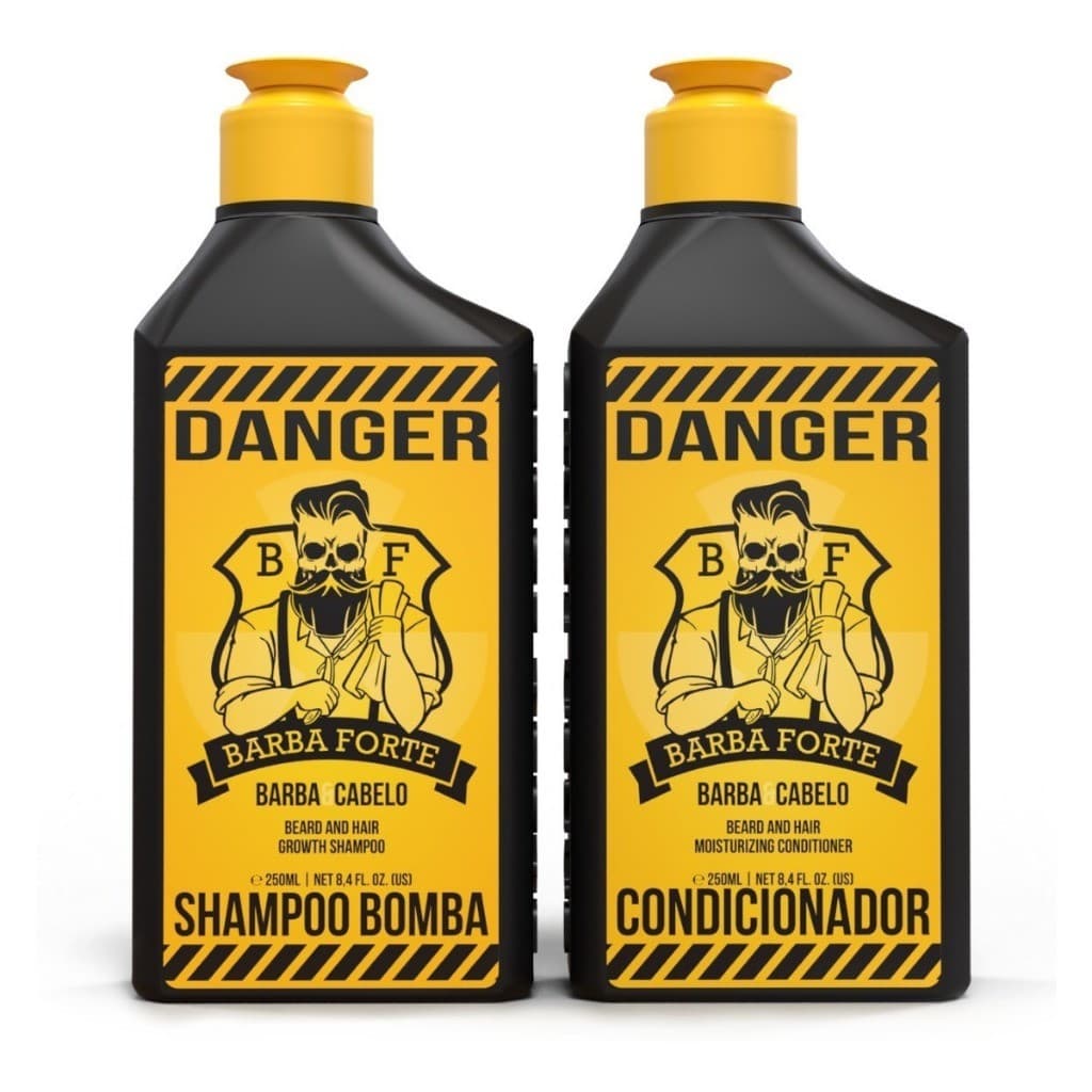 Combo Danger Shampoo E Condicionador Cabelo Barba Forte Brilho e Maciez - 2 produtos