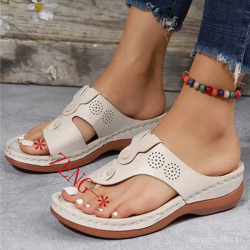 Sandálias Flip Flops De Verão Femininas Com Suporte Em Arco-Clip Leve E Confortável Para Caminhada  Sandália De Cunha De