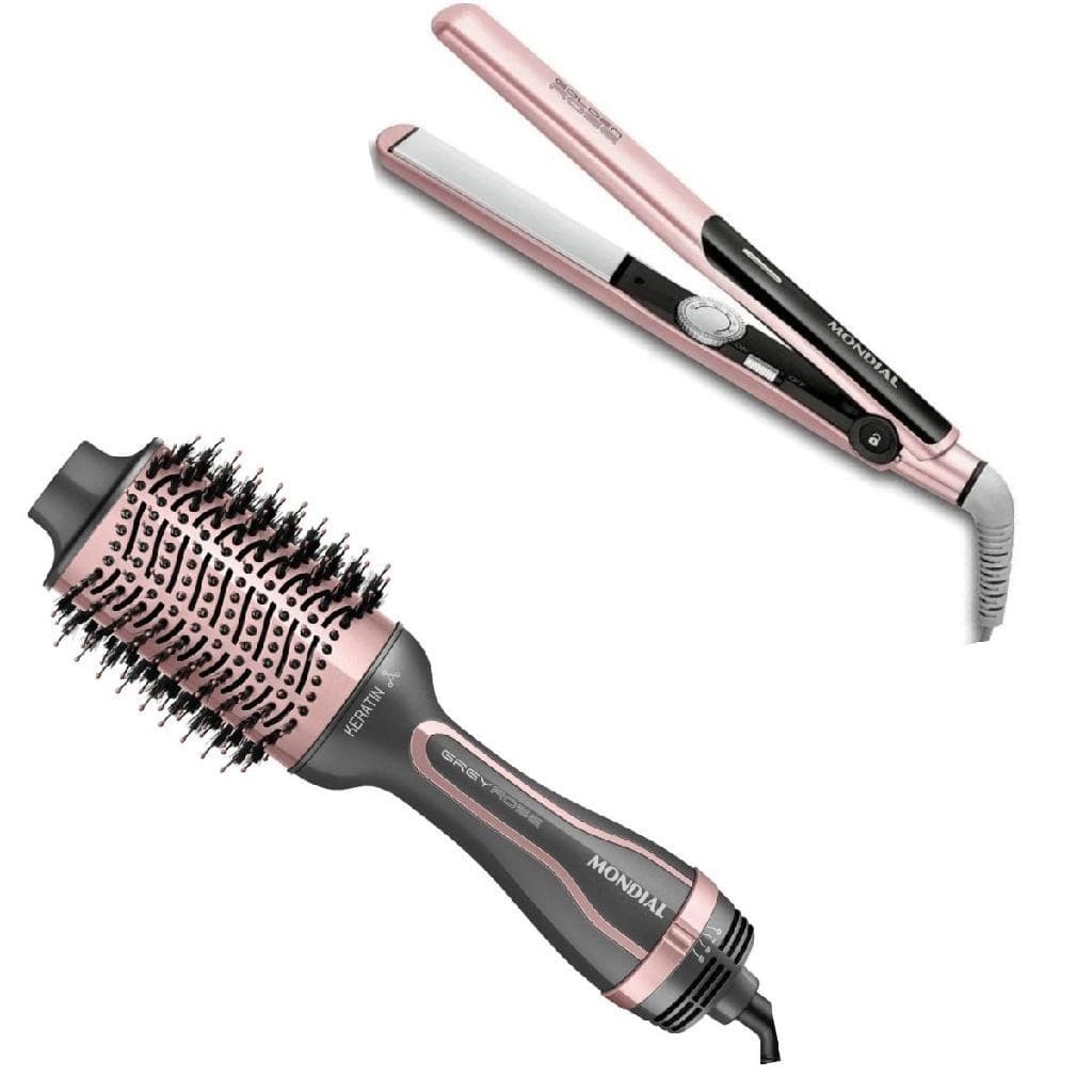 Kit Mondial Escova de cabelo ES-11 e Prancha P-20 Bivolt