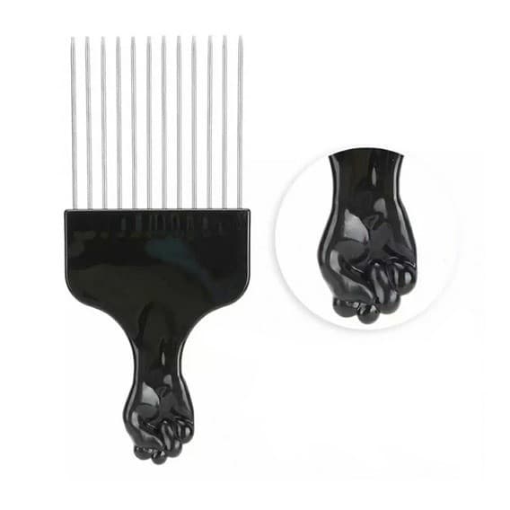 Pente Garfo Afro Black De Aço Cabelo Cacheados Barbeiro