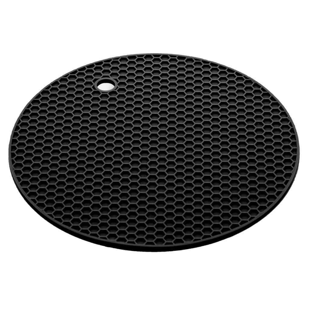 Descanso de Panela Redondo de Silicone Preto 18cm - Lyor