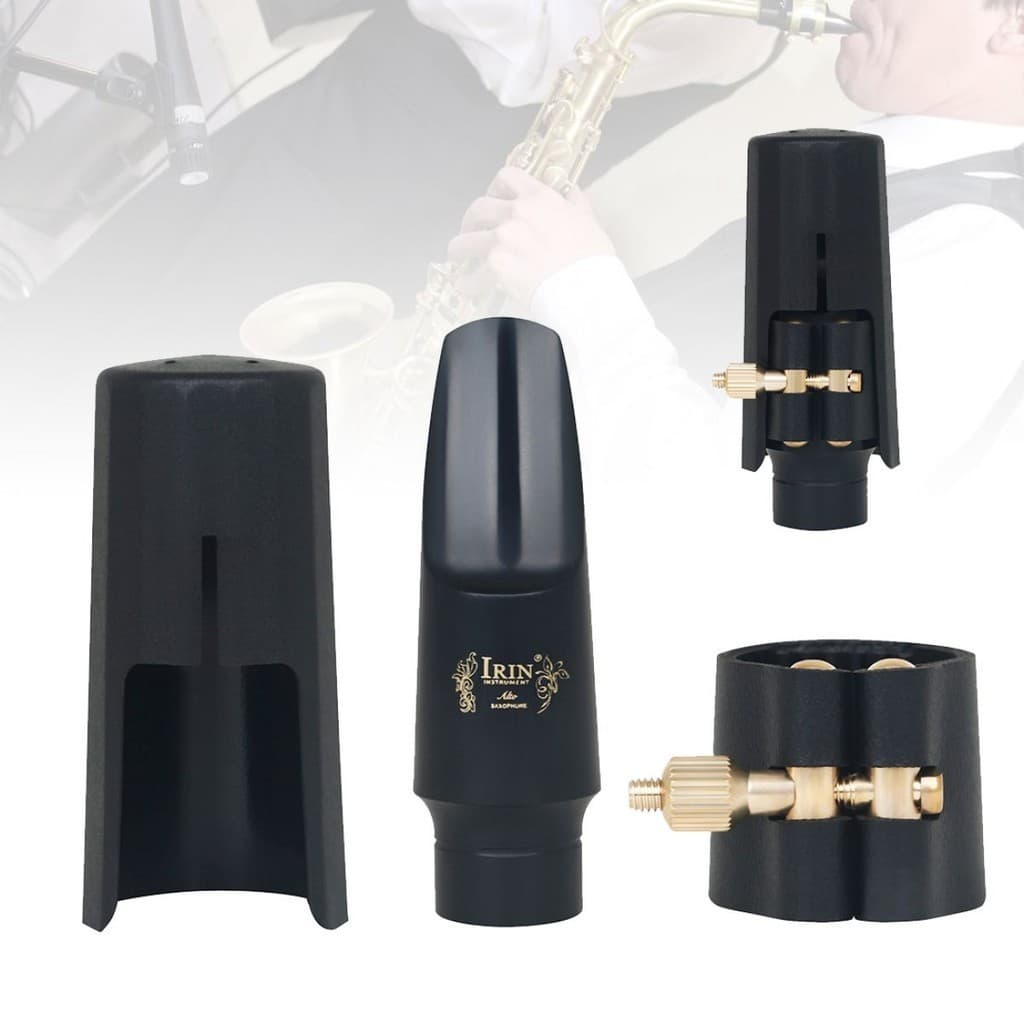 3pcs/set Bocal Plástico Alto Saxofone Com Tampa E Ligadura De Couro