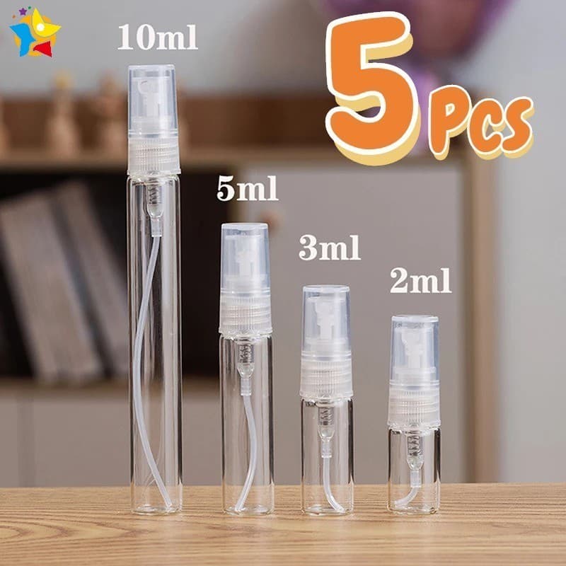 1/5Pcs 2ml 3ml 5ml 10ml Frasco De Bomba De Perfume Frascos De Vidro Portáteis Com Spray Recarregável Atomizador Acessórios De Viagem