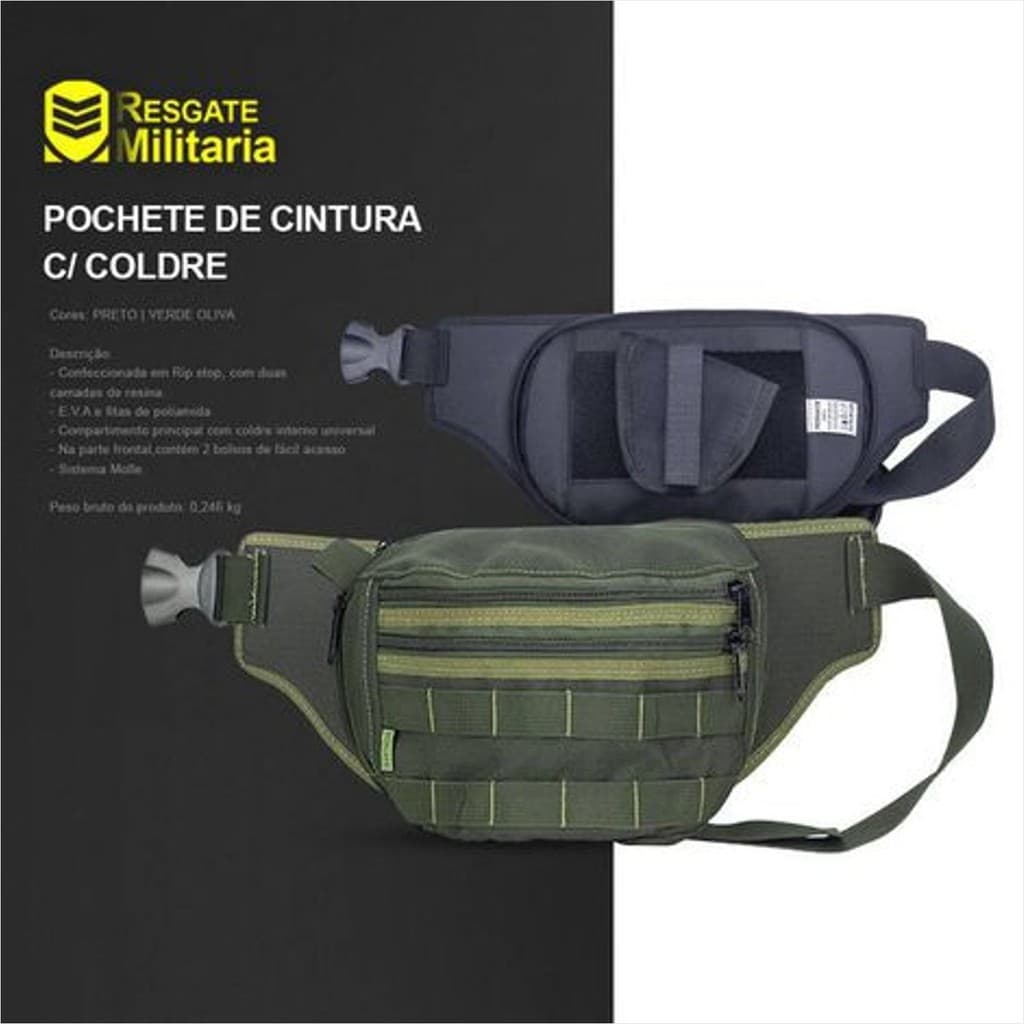 Pochete De Cintura Com Coldre Universal Rip Stop Saque Rápido Airsoft