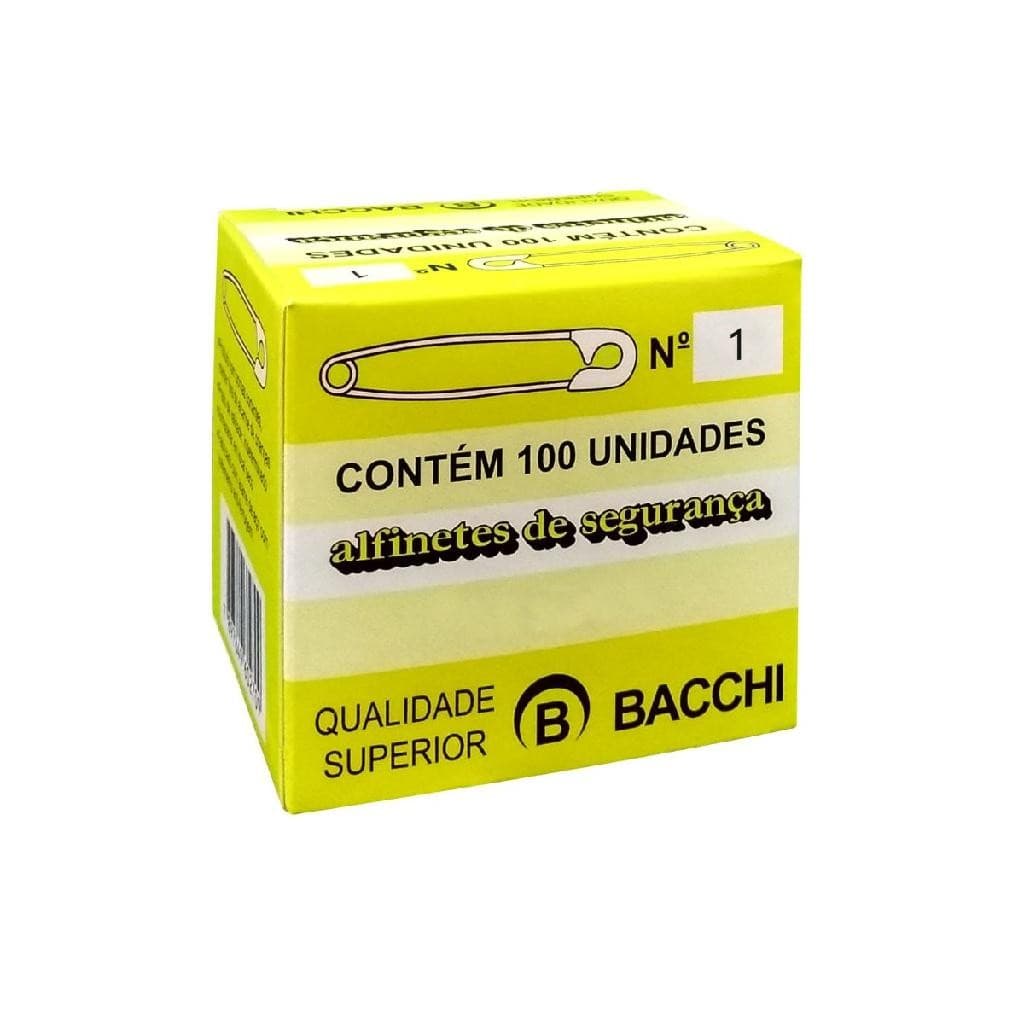 Alfinete De Segurança N.1 36mm Aco Niquelado CX 100 Und Bacchi