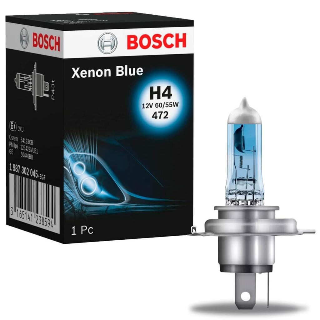 Lâmpada Bosch Automotiva H4 Xenon Blue 12V 60/55W Halógena Super Branca