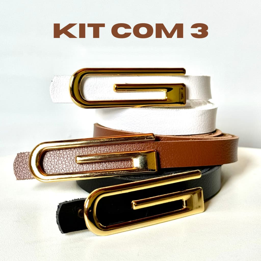 Kit 3 Cinto Feminino fino da moda FIvela G