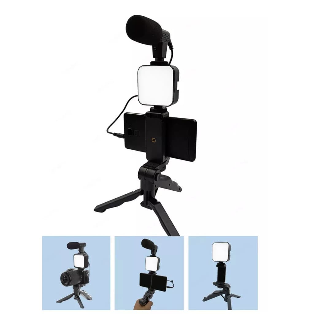 Tripé Suporte De Celular Bastão de Selfie Kit Gravação Led
