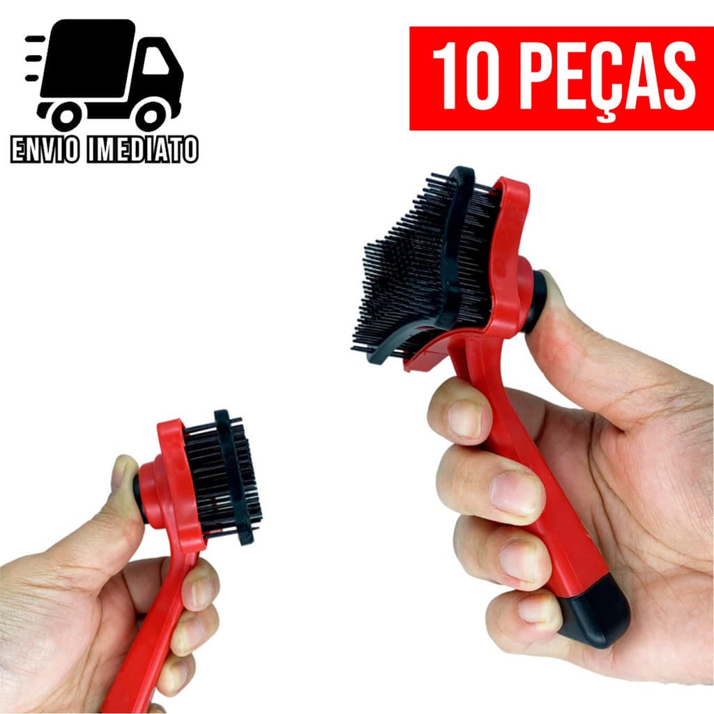 Kit 10 Rasqueadeira Escova Para Pets Tira Pelos de Cachorros e Gatos com Botão Removedor Autolimpante