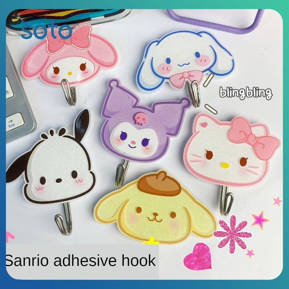 Gancho SOTO Sanrio Bonito Hello Kitty Gancho Adesivo Sem Perfuração Kawaii Parede Sem Rastros Gancho