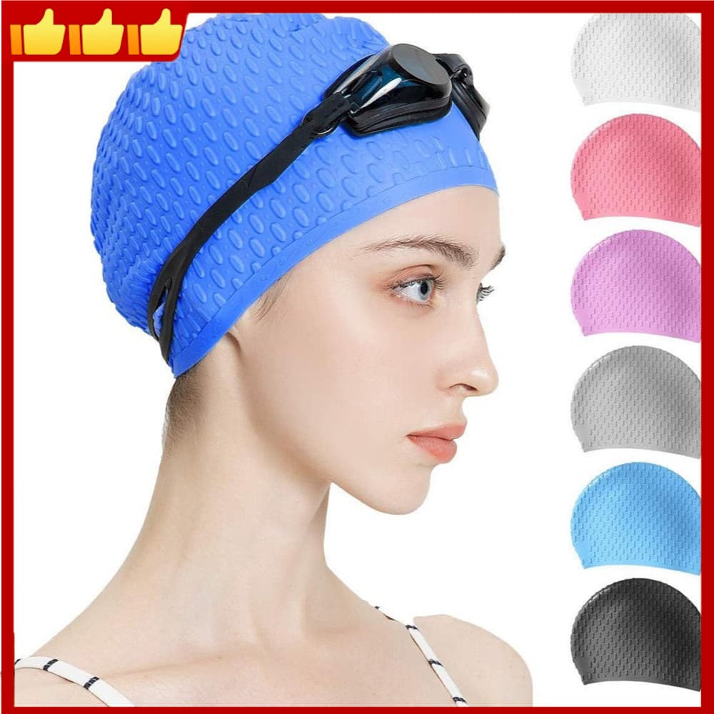 Touca De Natação De Silicone Para Cabelos Longos – À Prova D'água , Extensível , Proteção De Ouvido Chapéu Qualidade Pre