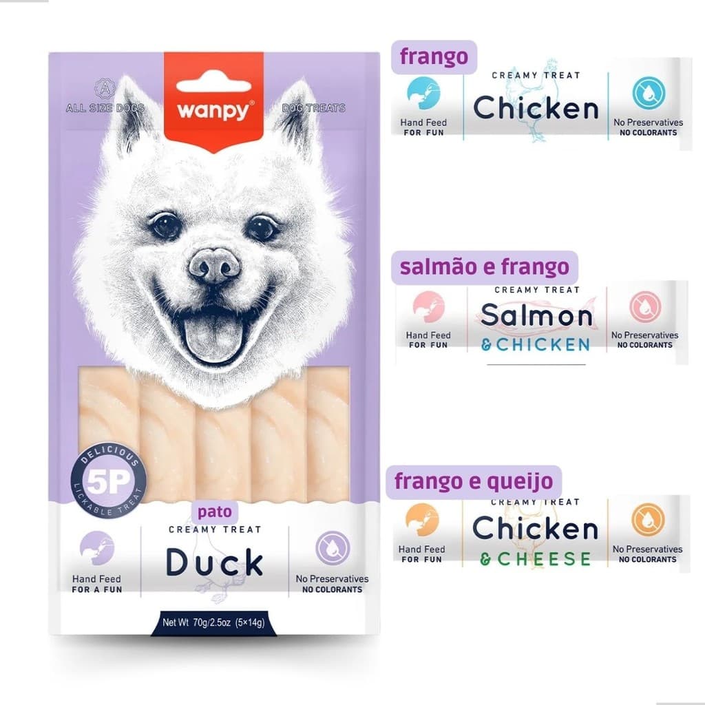 Petisco para Cao Creamy Diversos Sabores 100% Natural - 70gr
