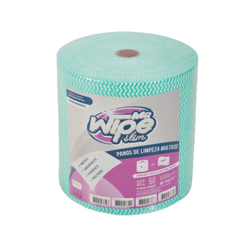 PANO MULTIUSO MR WIPE SLIM VERDE 28X50 ROLO 300M C/600 PANOS