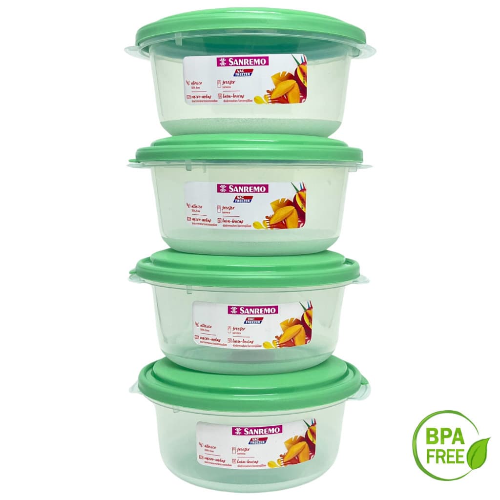 Kit 4 Potes Redondo 530ml Plástico Organizador de Alimentos Cozinha Alta Qualidade Sanremo Verde