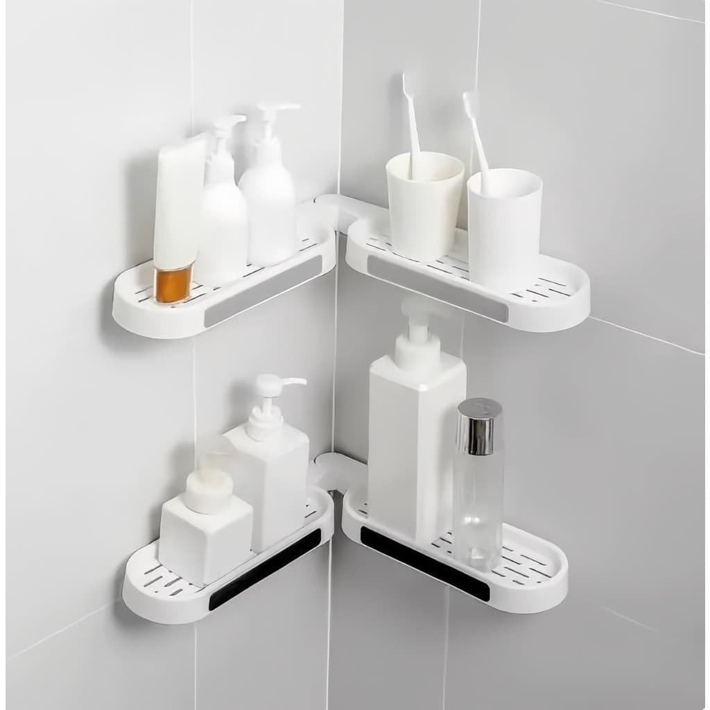 Suporte Organizador Multifuncional Giratório para Banheiro - Auto-Adesivo, Sem Perfurações, Prateleira Versátil