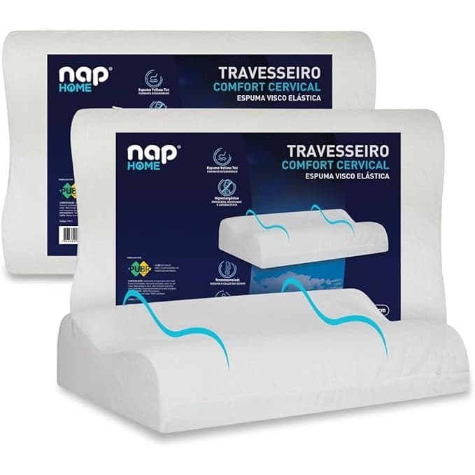 Travesseiro Comfort Cervical Espuma Viscoletastica Nasa Ortopédico Nap