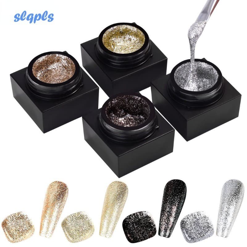 Gel Para Arte Em Unhas UV Brilhante Brilhos Reflexivos Platina Salão De Beleza Casa Manicure Design Desenho Pintura