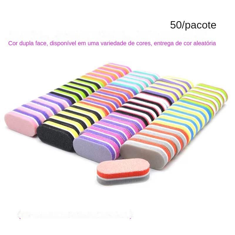 50pcs Mini Lixa de Esponja Oval Quadrada Pequena Lixa de Unhas de Manicure Lixa de Unhas de Manicure Lixa de Unhas de Manicure