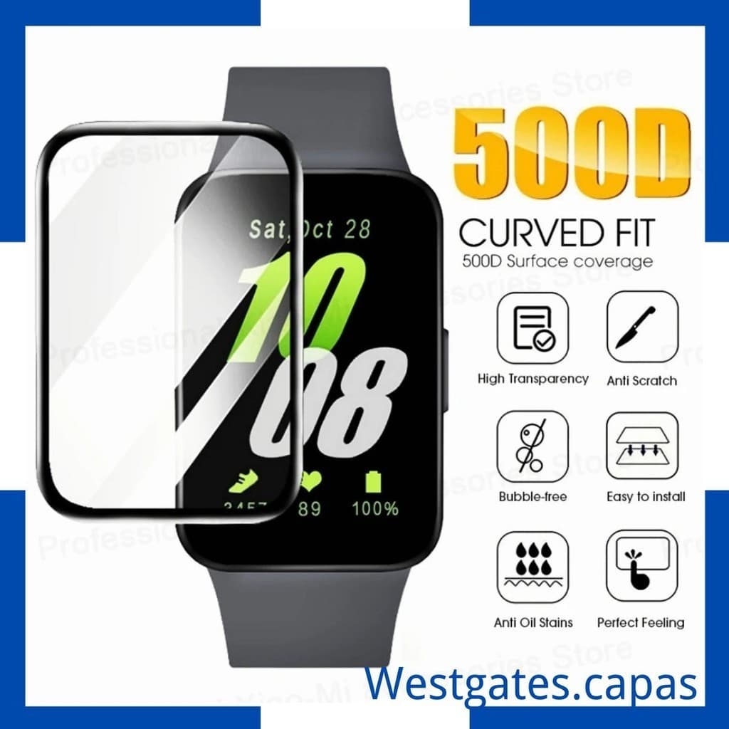 3D Película protetora de capa completa para Samsung Galaxy Fit 3, HD, Soft Smartwatch Screen Protector, Fit3 Acessórios